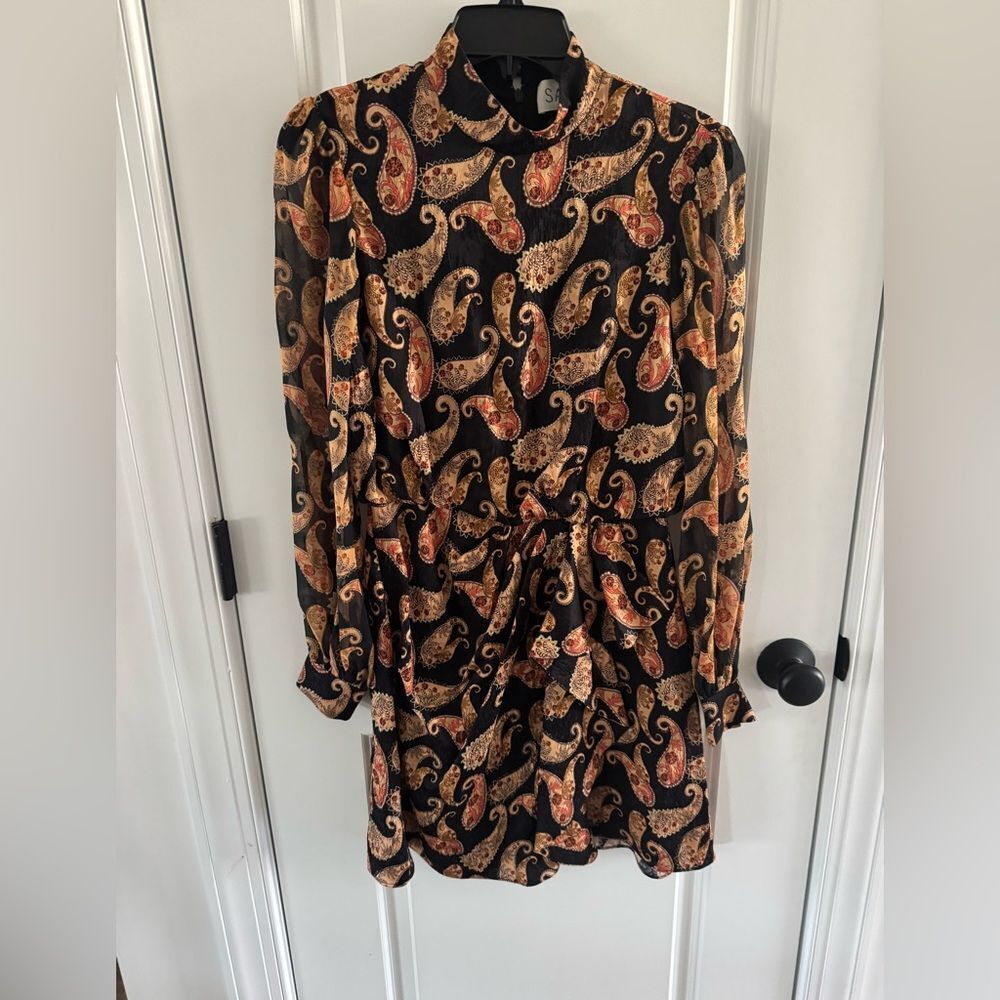 Saloni Isa Paisley Draped Minidress